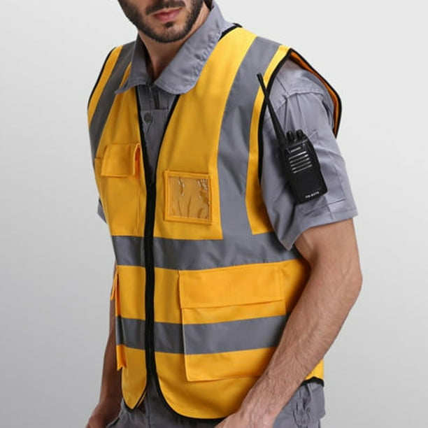 Reflective Vest Safety High Visibility Security Gear Stripes Jacket Night Work